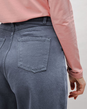 Pegged Cotton Twill Pants Dark Grey