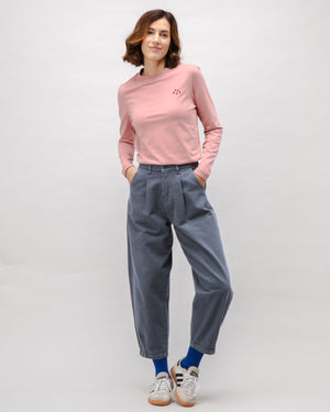 Pegged Cotton Twill Pants Dark Grey