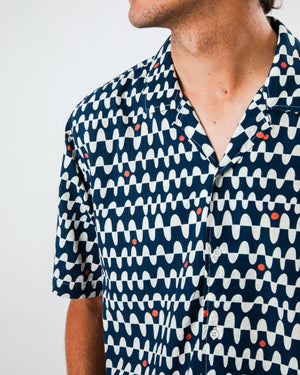 Sunset Aloha Shirt Navy