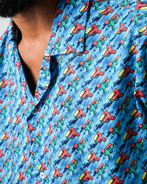 Water Gun Aloha Shirt Blue
