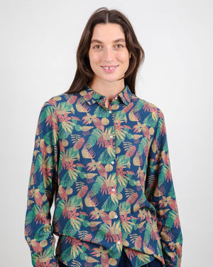 Flower Vichy Blouse Navy