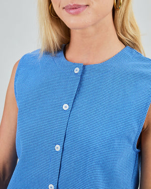 Checks Button Up Blouse Blue