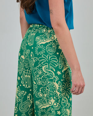 Asis Percales Crocodylus Wide Leg Pants Green