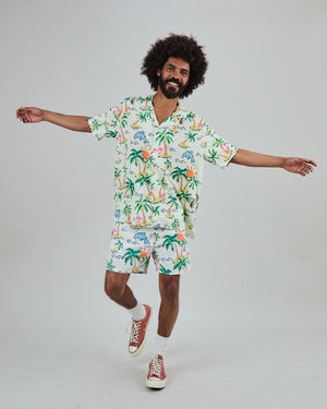 Tropical Pixel Swimwear Ecru