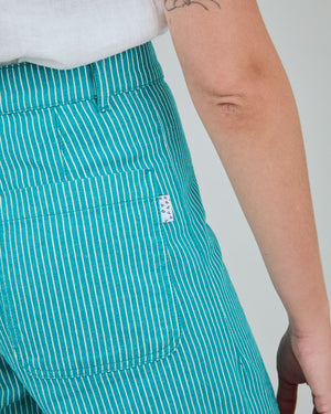 Denim Stripes Straight Leg Pants Green