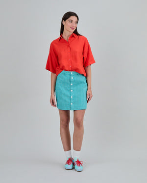 Denim Stripes Mini Skirt Green