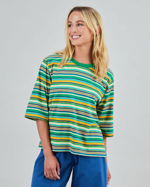 Stripes Boxy Tee Green