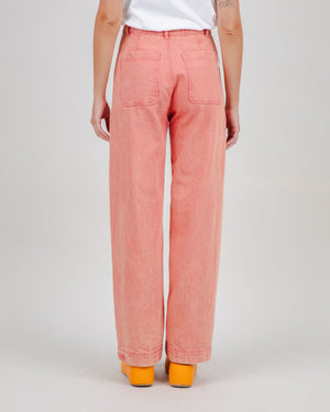 Washed Denim Straight Leg Pants Pink