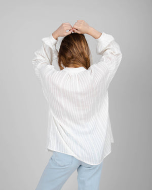 Polka Dot Boho Blouse White