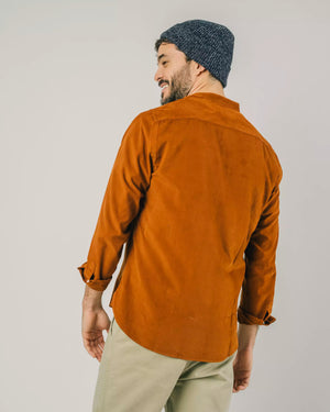 Babycord Japanese Mao Cotton Shirt Burnt Orange