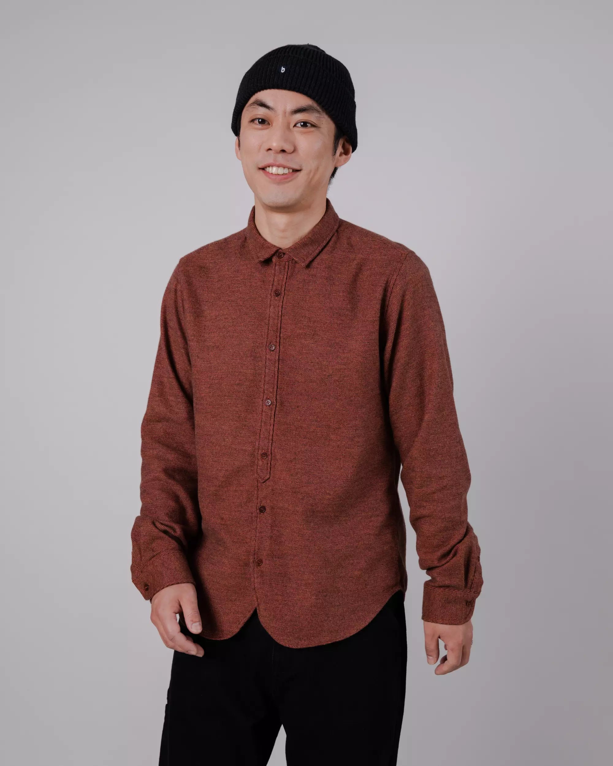 Mouline Flannel Regular Shirt Orange