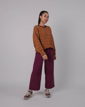 Eyes Jacquard Rounded Sweatshirt Orange