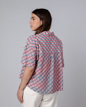 Tiles Cropped Blouse Pink