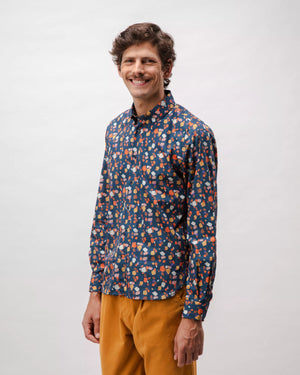 Geo Cotton Shirt Navy