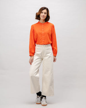 Polka Dot Romantic Cotton Blouse Orange