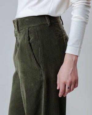 Corduroy Pleated Pants Stone Green