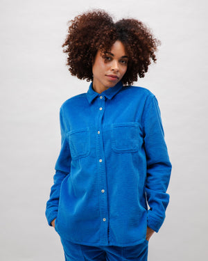 Corduroy Oversize Blouse Blue