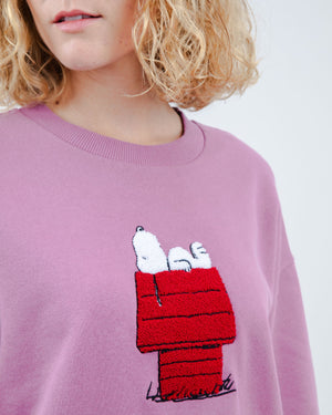 Peanuts Snoopy Rounded Cotton Sweatshirt Grape