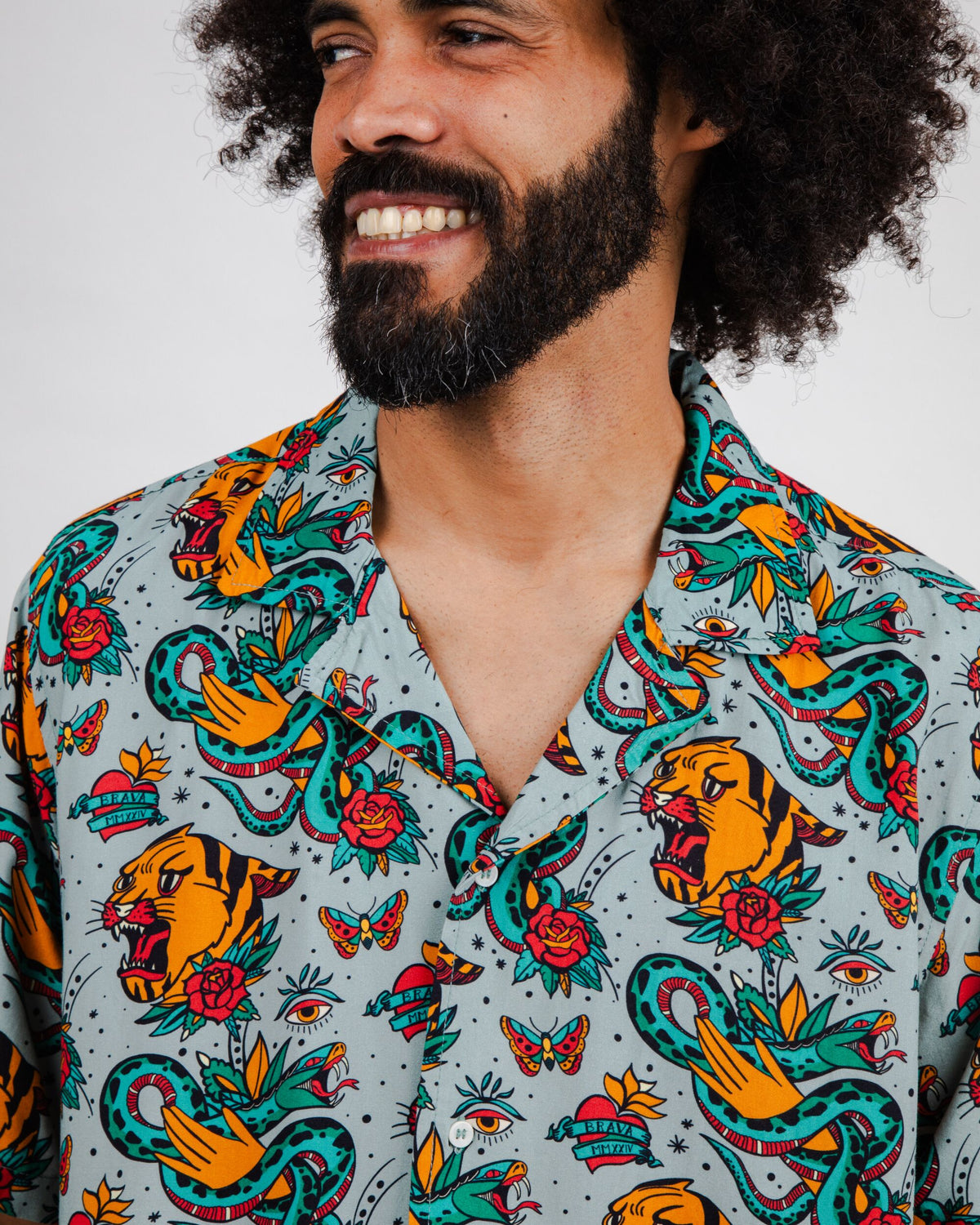 Old School Tattoo Aloha Shirt Mist