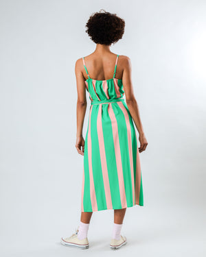 Color Block Strap Dress Green