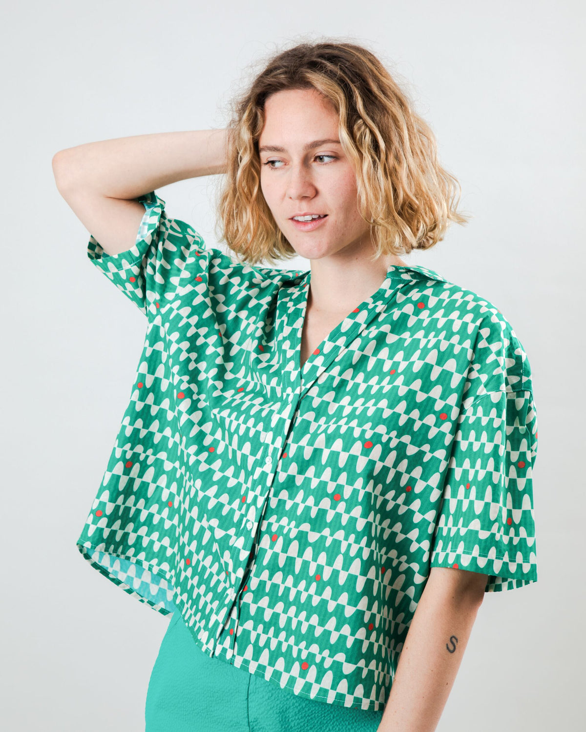 Sunset Cropped Blouse Green