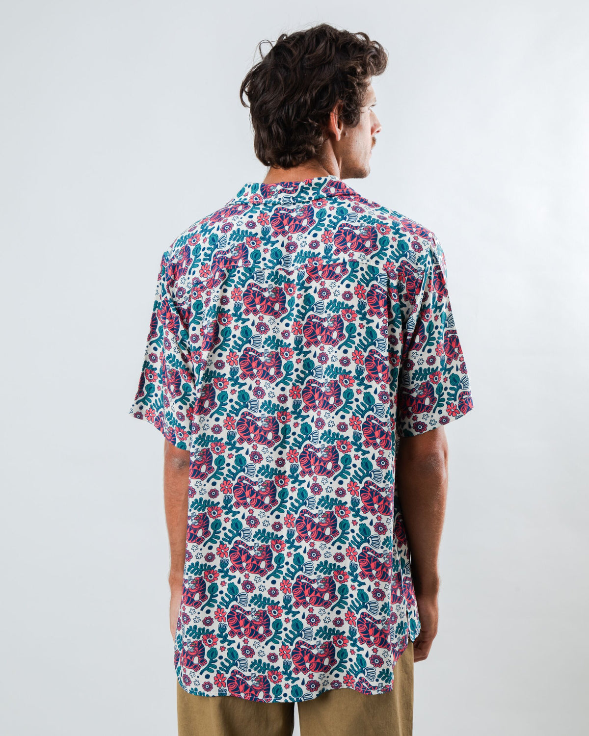 Asis Percales Tigris Aloha Shirt Ecru