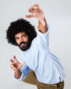 Seersucker Henley Shirt Blue