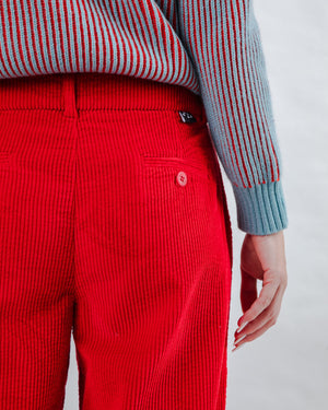 Corduroy Pleated Pants Red