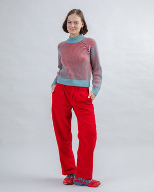 Corduroy Pleated Pants Red