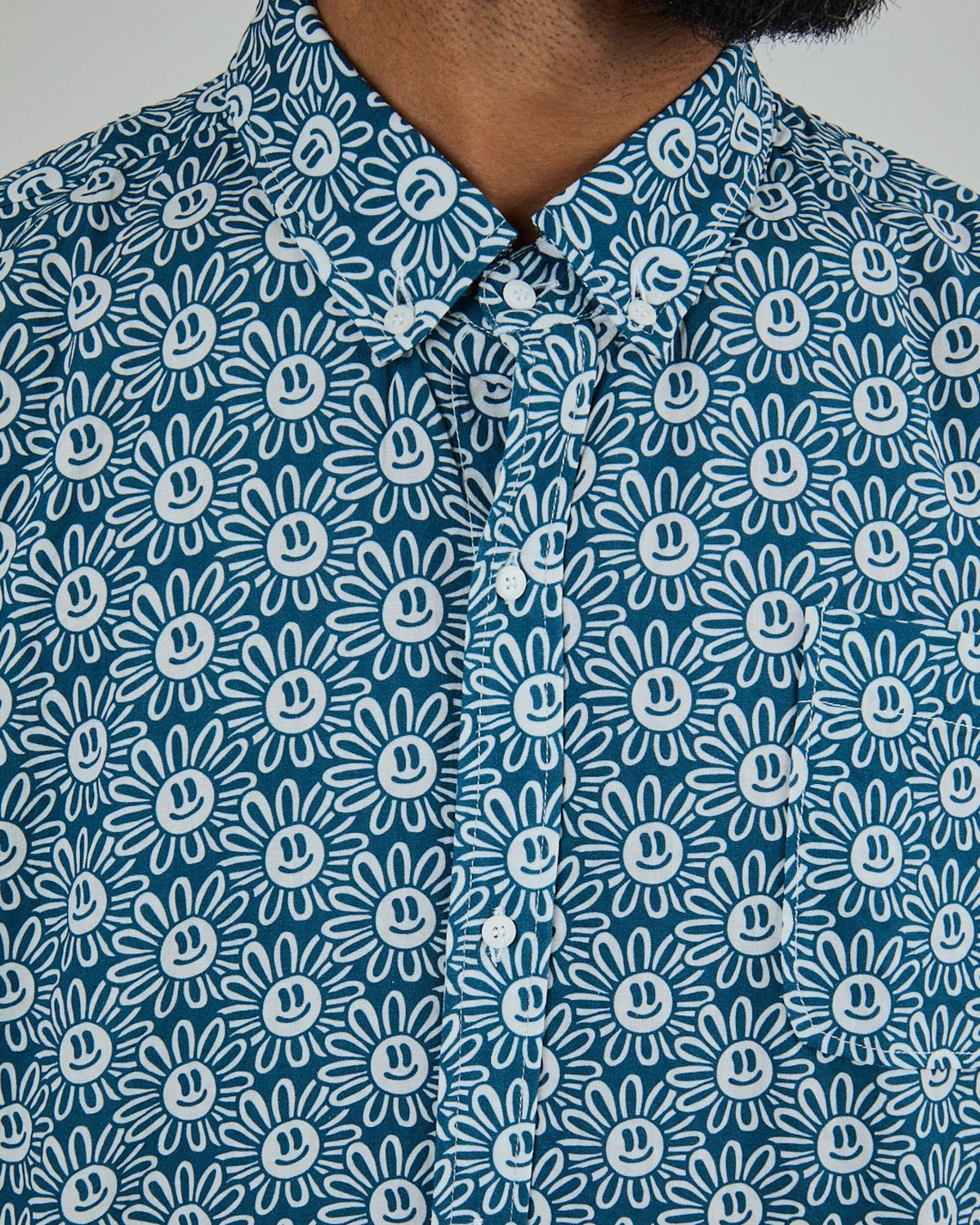 Asis Percales Daisy Boxy Shirt Blue