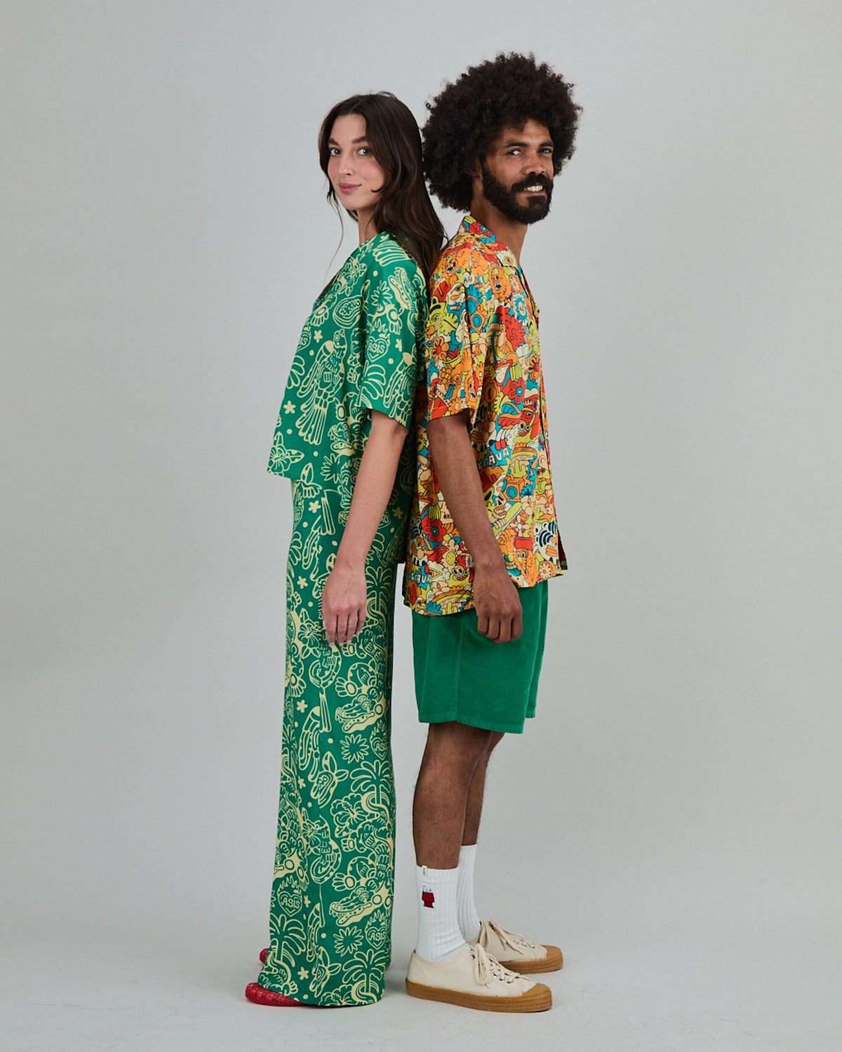 Asis Percales Crocodylus Wide Leg Pants Green