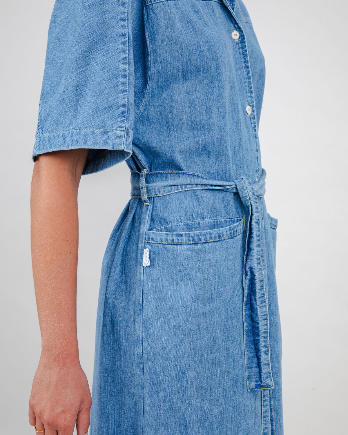 Washed Denim Shirt Dress Blue