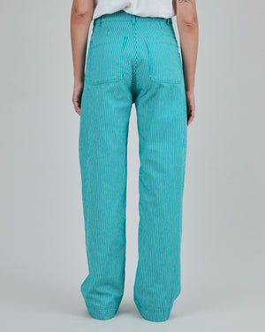 Denim Stripes Straight Leg Pants Green