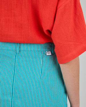 Denim Stripes Mini Skirt Green