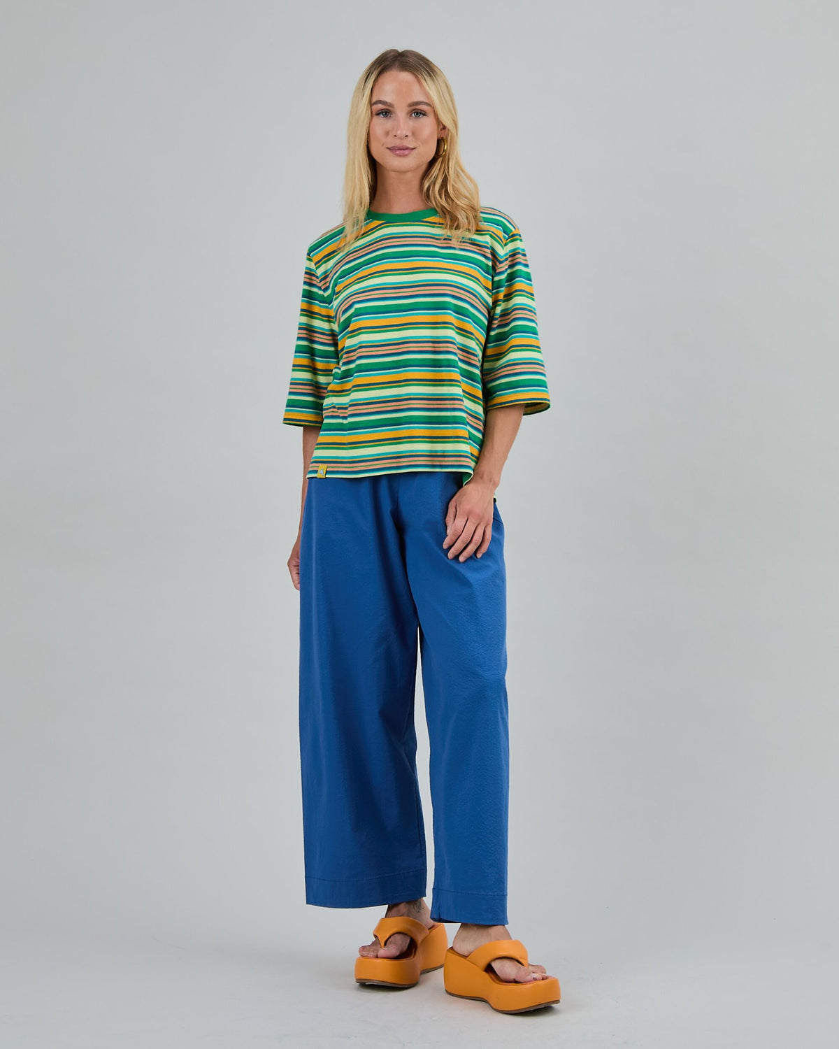 Stripes Boxy Tee Green