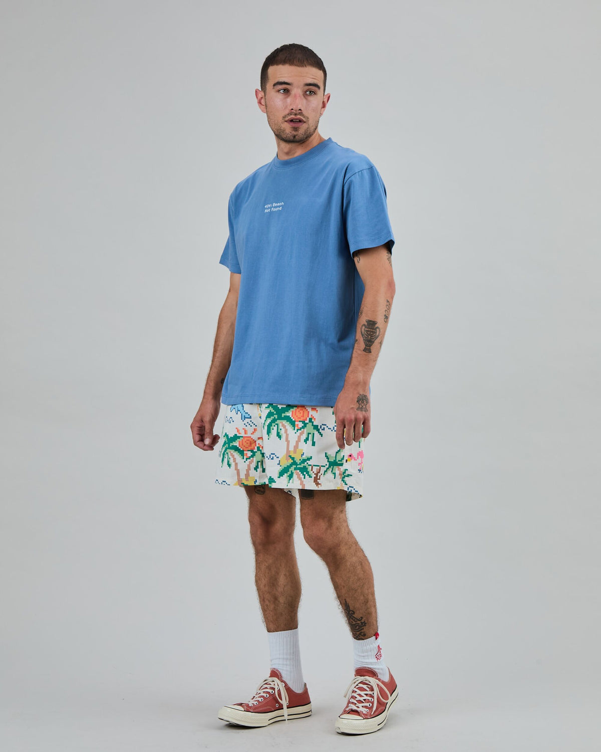 Tropical Pixel 404 Oversize T-Shirt Blue