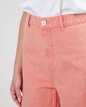 Washed Denim Straight Leg Pants Pink