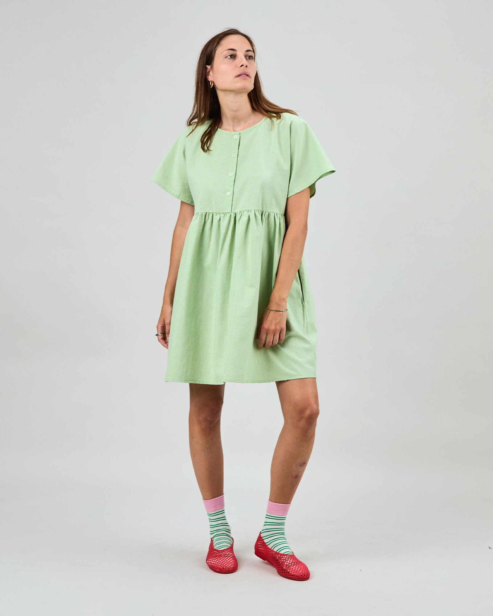 Checks Oversize Shorts Dress Green