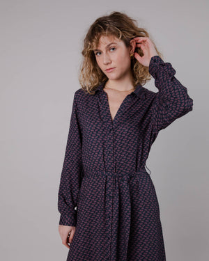 Lips Long Vneck Dress Prune