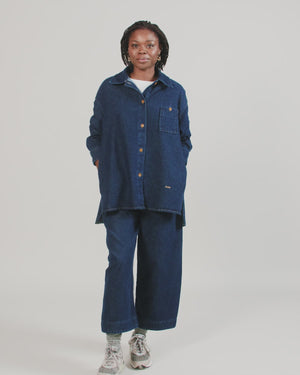 Oversized Hemdjacke Indigo Denim